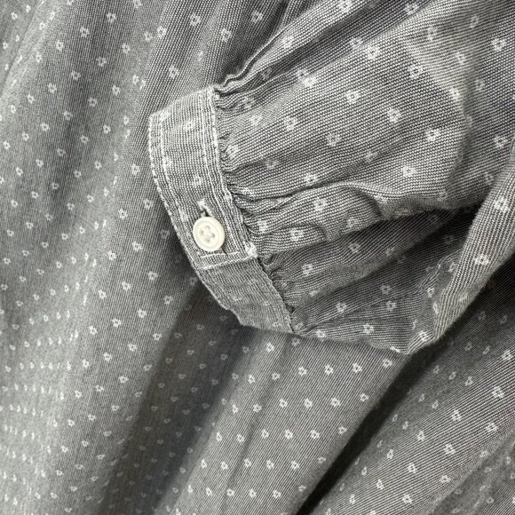 Loft Womens Gray Polka Dot Puffed Long Sleeve Cotton Smocked  Blouse Size L - Picture 7 of 7